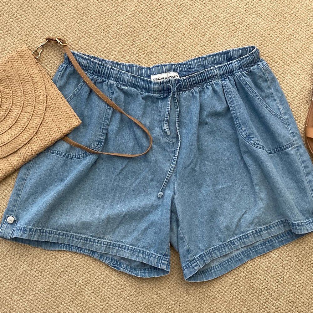 Cathy Daniels Blue Cotton Drawstring Boxer  Shorts XX Large